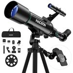 Telescope for Kids, NACATIN 70mm Aperture Childs Telescope Refractor Astronomical Adjustable Tripod Telescope for Kids Adults Beginners, with Smartphone Adapter and Wireless Remote