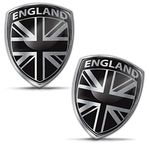 Biomar Labs® 2 x 3D Domed Silicone Badge Stickers Decal Emblem Car Motorcycle Helmet UK GB Union Jack United Kingdom Great Britain British Silver National Flag F 151