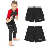 Elite Sports Kids MMA BJJ No GI UFC Grappling Jiu Jitsu Shorts, Black Jack Youth Boys MMA Training Grappling Training Shorts, Black, Small