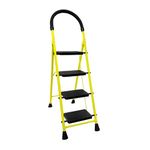 BonKaso Mild Steel Multipurpose Climb Swift 4-Step Foldable Ladder with Safety Clutch Lock, Load Capacity Upto 120kg – Anti-Slip Designed for Indoor & Outdoor Use (Yellow & Black)