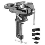 Table Vise 70mm TEENO,Adjustable Bench Clamp with 360 Degree Rotated Swivel Base,Cast Steel Material,Universal Home Bench Vise for Workshop, Factory Fixed,Clamping Power 800Kg.