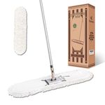 Eyliden 36" Professional Industrial Dust Mop, Commercial Cotton Dust Mops Broom, Telescopic Handle Residential Commercial Floor Cleaning Tools for Home Mall Hotel Office Garage Dust Mop (White, 36")