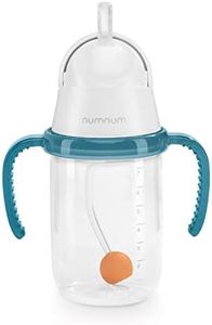 NumNum Weighted Straw Cup for Infant & Toddler 6-12 months - Expert Endorsed - 7oz Training Baby Cups w/Removable Handles - Easy to Use Self Feeding & Drinking Skills - Food-Grade Silicone (Blue)