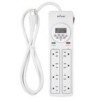 BN-LINK 8 Outlet Surge Protector with 7-Day Digital Timer (4 Outlets Timed, 4 Outlets Always On) - White