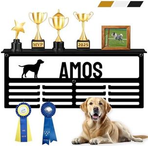 Tegik Dog Ribbon Display, Metal Dog Ribbon Holder with Personalized Name for Dog Awards Rosette Ribbon