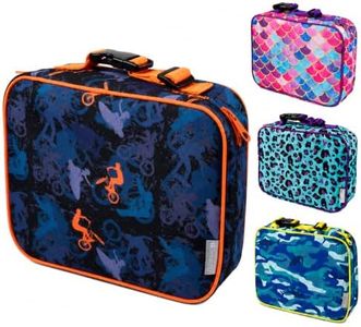 Premium Insulated Lunch Box for Boys- Built to Last w/Solid Metal Frame, Heavy-Duty Zippers & Thick Tear-Resistant Waterproof Fabric Sleeve w Clip on Handle, Kids Cooler Sleeve Bag Fits Bento Box