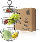 3 Tier Fruit Basket Regal trunk & Co, Elegant French Country Wire Baskets, Three Tiered Wire Basket Stand for Vegetables, Bread & More for Countertop or Hanging, Christmas or Birthday Present