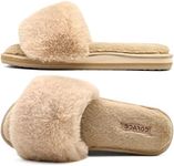 COFACE Womens Fuzzy Slippers for Women Open Toe Slippers With Arch Support Plantar Fasciitis Orthotic Slipper for Woman Indoor House Pantoufles pour Femmes Size 9