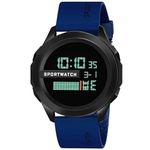 SWADESI STUFF Silicone Sport Watch Multi Function Day And Date Digital Back Light Sport Watch Mens And Boys (Blue), Dial_Black, Band_Multicolor