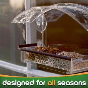HOMEBIRD Window Bird Feeder – Clear Acrylic, Easy Mount