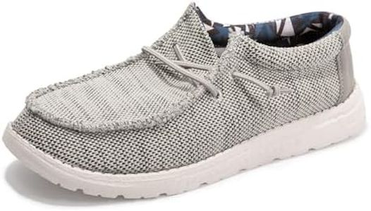 HEVA Men's Slip On Loafers Comfort Fashion Driving Shoes Breathable Lightweight Trainers, Gray, 10 AU