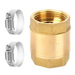 Haisheng Non Return Check Valve Spring Check Valve Single Brass Non Return Valve with 2PCS Fuel Line Clamp Adjustable Pipe Tube Clamps Adjustable Hose Clamp for Water Oil Steam Acidic Media