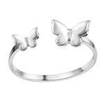 HighSpark 925 Silver Solitaire Rings for Women | Adjustable Contemporary Style | 92.5 Sterling Silver & Diamond Like Brilliance Sparkling Zirconia | Lovely Gift - Butterfly