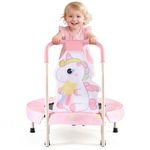 FUNLIO 27" Unicorn Mini Trampoline for Toddlers, Small Trampoline with Safety Handle, Rainbow Fairy Unicorn Jumping Toy for Younger Kids, Foldable & Portable for Indoor/Outdoor Fun, CPC&CE Certified