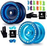 Pack of 2 Yoyos for Kids, K1 MAGICYOYO Responsive YoYos with 2 Yoyo Sacks + 12 Strings and 2 Yo-Yo Gloves Gift ( Dark Blue & Crystal Blue)