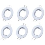 Hsthe Sea Set of 6 Recessed Light Frames, Ceiling Mounting Frame, Recessed Spotlight Set, Mounting Frames in Aluminium (LED/Halogen/GU10/MR16/PAR16/50 mm) White