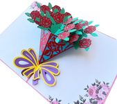 AIQIUQIU Pop Up Birthday Card 3D Flower Greeting Thank You Card, Rose Bouquet Wedding Card for Mom Wife Girlfriend & Friends on Birthday Wedding Anniversary All Occasions Cards with Envelope