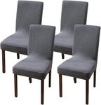 Styleys Elastic Chair Cover Stretch Removable Washable Short Jacquard Dining Chair Cover Protector Seat Slipcover (Pack of 4, Dark Grey, JCMC8)