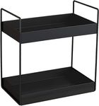 CR18 COLLECTION Big Size MULTIPUPOSE 2-Tier Standing Rack, Bathroom Countertop Storage Shelf Cosmetic Organizer Holder Kitchen Spice Rack, Black, Metal