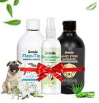 Breedo Combo Of 3 Dog Flea & Tick Shampoo + Anti-Itch Shampoo (500 Milliliter) + 100 Milliliter Natural Dog Body Deodorizer Spray Natural Itch Relief Dog Shampoo For Labrador, 600 Milliliter