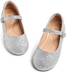 SANDALUP Girls Flats Mary Jane Dress Shoes Ballet Flats Silver Glitter 13