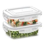 Borosil Klip N Store Glass Storage Containers For Kitchen With Air-Tight Lids, Microwave & Oven Safe, Rectangular, Set of 2 (370 ml, 370 ml), Clear, Standard (900)