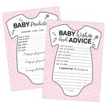 Your Main Event Prints Baby Shower Games Advice, Wishes, and Prediction Cards (Pink) - 50 Pack Baby Shower Activity for Guests - Perfect Keepsake for Parents-to-Be