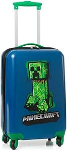 Minecraft Maleta de Cabina para niños | Niños Niñas Adolescentes Juego Villano Enredadera Azul Pequeña Tapa Dura Equipaje De Mano con Asa Extensible