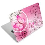 Pink Butterflies & Flowers 11.6 13 13.3 14 15 15.6 inches Netbook Laptop Skin Sticker Reusable Protector Cover Case for Toshiba Hp Samsung Dell Apple Acer Leonovo Sony Asus Laptop Notebook FY-NEK-009