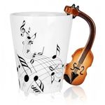 LanHong - 400ml Novelty Violin Mug Ceramic Coffee Milk Cup with Handle