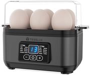 Tesslux Electric Rapid Egg Cooker, 6 Egg Capacity for Hard Boiled Eggs, Poached Eggs, Scrambled Eggs, or Omelets Maker with Auto Shut Off (Gray)