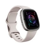 Fitbit Sense 2 Advanced Health and Fitness Smartwatch with Tools To Manage Stress and Sleep, Ecg App, Spo2, 24/7 Heart Rate and Gps, Lunar White/platinum, One Size (S and L Bands Included)