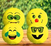 BMRGIFTS Velvet Soft Plush Smiley Cushion Emoji Pillow Gift for Friends, Boyfriend, Girlfriend, BFF Gifts, 30 X 30 Cm - Set of 4, Yellow Design3