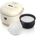 Bear Multifunctional 3.5 Cups(Uncooked) Rice Cooker with Steamer and 6 Rice Cooking Functions for 2-3 People - Perfect for White/Brown Rice, Porridge, and Soup