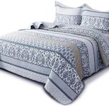 KASENTEX Twin Quilt Set Lightweight Bedspread Coverlet(Blue Paisley, 86x68)