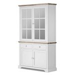 Florence Display Cabinet, Solidly built white glass dresser with 2 door bottom cupboard with shelf and 2 spacious drawerws. FULLY ASSEMBLED