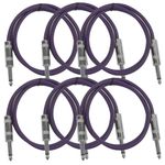 Seismic Audio - SASTSX-2 (6 Pack) - 2 Foot TS 1/4" Guitar, Instrument, or Patch Cables Purple