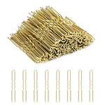 Cehony U Shaped Hair Pins, 200 Count Buns Waved U-shaped Hair Pins for Updos with Box for Women Lady Girls Bobby Pins French Historical Hair Pin Hair Styling Pins Hair Accessories (Blonde, 2.4 Inch)