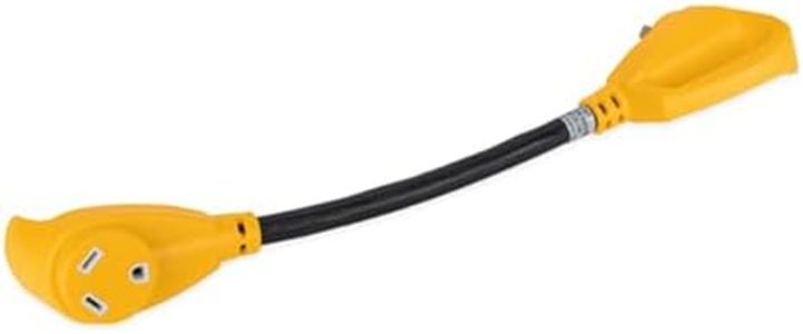 Camco PowerGrip Camper/RV 30-Amp Dogbone Extenders | Features 30-Amp Plug & 30 Amp Connector | Rated for 125Volts/3750Watts | 18-Inches (55205)