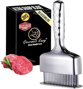 Meat Tenderizer Tool – Hassle Free Extra Long Handle, Rustproof One-Piece Meat Tenderizer Mallet & Hammer, Stainless Steel Blade Needle, Steak Cooking Accessories, No Assembly Needed, 5-Year Warranty