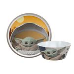 Zak Designs Star Wars The Mandalorian Dinnerware Set Includes Plate and Bowl, Made of Durable Melamine and Perfect for Kids (Baby Yoda/The Child, 2-Piece Set, BPA-Free)