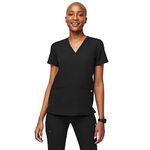 FIGS Medical Scrubs Women's Casma Three-Pocket Scrub top (Black, M)