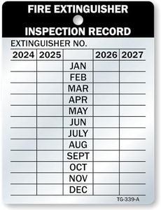 SmartSign "Fire Extinguisher Inspection Record - Year 2019 to 2022" Tags | 3" x 2.25" Aluminum, Pack of 10