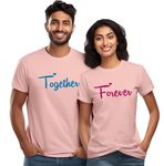 Wear Your Opinion Couple T Shirt for Couple| Anniversary | Mens & Women Cotton Printed Tshirt| Husband Wife Printed Tshirt | Valentine Printed Tshirt (Design: Together Forever,M/XXL-W/XXL,Peach)