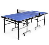 GYMNCO Mini Wood Table Tennis Table (6x3 ft) with Wheel (Laminated Top 18 mm + 2 TT Racket & Balls
