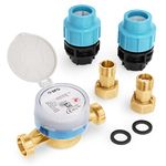 BFG WRAS Certified 1/2" BSP Water Meter - With Brass Non-Return Fittings, MDPE/PE 1/2" BSP to 20mm - Cold Water 50°C, Rotary Counter H-R100 VH-R40, 1.6m3/h, 16 Bar