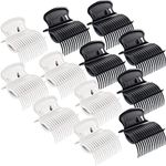 12 Pieces Hot Roller Clips Hair Curler Claw Clips Replacement Roller Clips for Women Girls Hair Section Styling (White,Black)