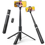 Lamicall 65inch Phone Tripod, Selfie Stick - [Unique Auto-Pop Open] 3-IN-1 Aluminum Smartphone Tripod with Remote & Cold Shoe, 360 Rotating Extendable Phone Stand Filming for iPhone Travel Vlog