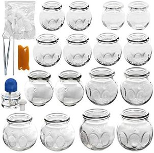 Professional Chinese Acupoint Cupping Therapy Sets, 16 Pcs Glass Cupping Set