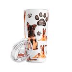 Greenline Goods German Shepherd Insulated Tumbler With Lid 20 oz - Perfect For Dog Moms, Dads, Lovers - German Shepherd Insulated Mug - Tumbler Dog Breed Design - Hand Wash Preferred Non-Slip Base